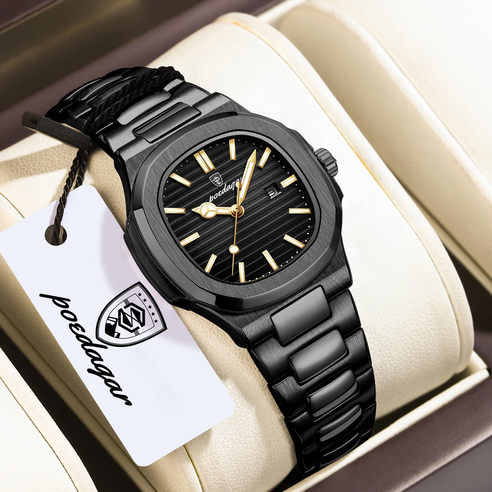 POEDAGAR Trendy Women’s Wristwatch Stainless Steel Date Quartz Ladies Watch Waterproof Luminous Original Watches For Woman Reloj