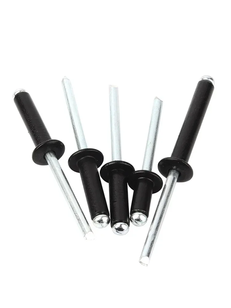 M2.4 - M6.4 Black Aluminium Dome Round Head Pop Open Hollow Pull Blind Rivets Steel Shank Mandrel Exhaust Rivets Pull Nail