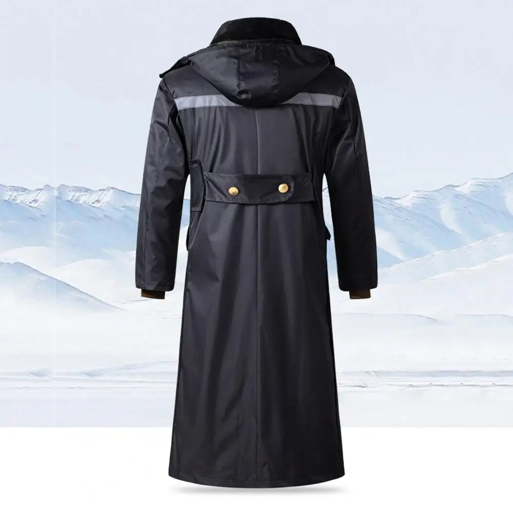 Solid Color Long Coat Winter Coat with Removable Velvet Lining Windproof Men's Jacket with Hood Waterproof Mid-length for Cold