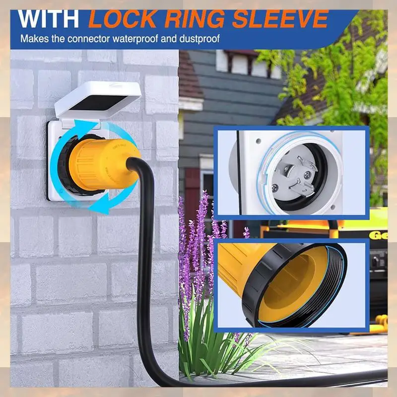 

Flash Trend 3X 30AMP RV Power Inlet Outlet Shore Power Kit W/Boot Cord Protector 125V NEMA L5-30P L5-30R Male Female Connector P