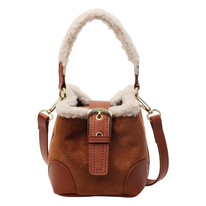 Autumn and Winter Women\'s Shoulder Bag Women\'s Casual Retro Plush Bag Versatile Mini  Mao Mao Portable Messenger Bag