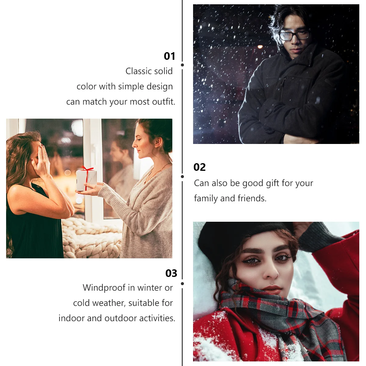 

1Pair Warm Knit Gloves for Women Men Solid Color Winter Fingerless Mittens Soft Comfortable Windproof Thermal Handwear