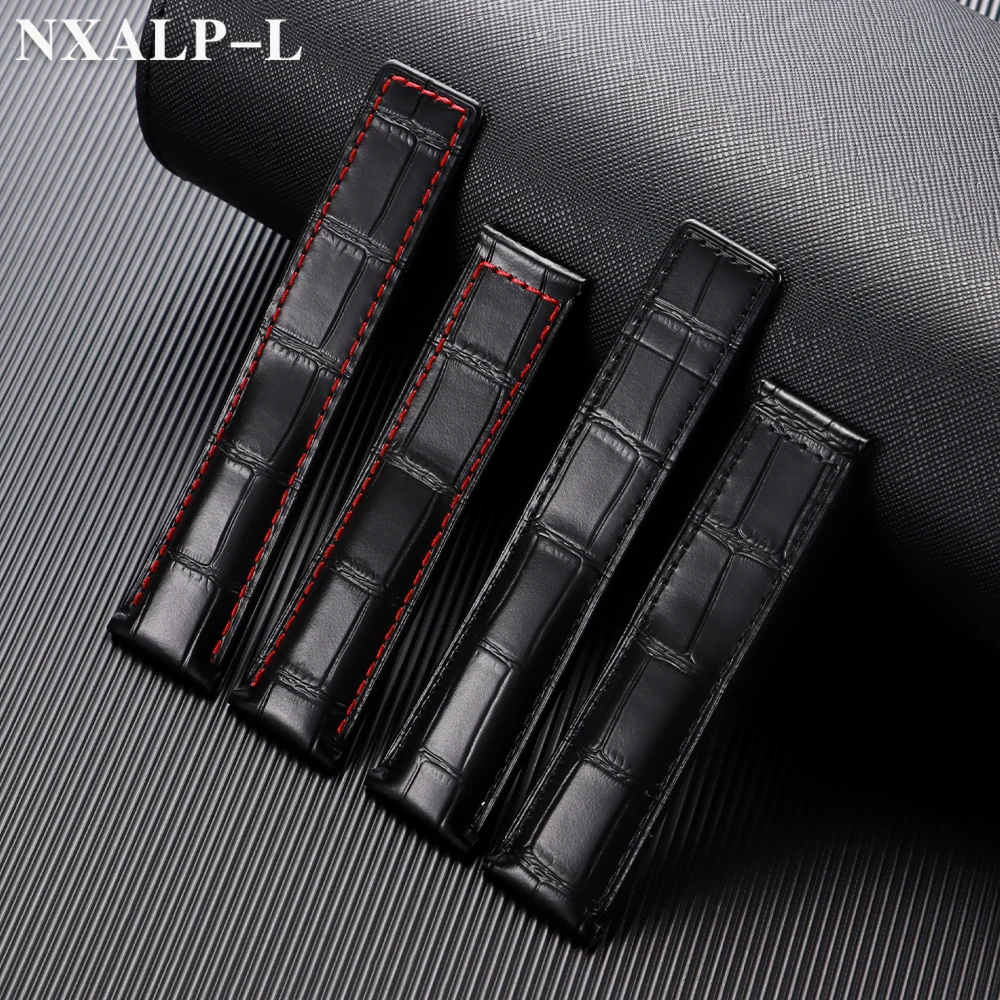 Pulseira de couro genuíno 20mm 22mm 24mm para tag heuer carrera monaco pulseira de relógio de bambu estampado acessórios masculinos