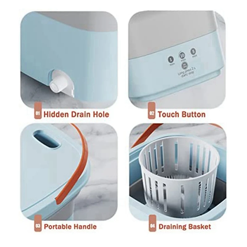 Collapsible Portable Turbo Washing Machine With Drain Basket For Dorms, Travel, Gifts For Friends Or Family UK Plug