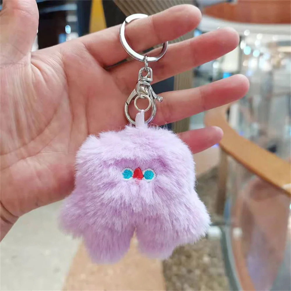 Kawaii Plush Monster Keychain Korean Cartoon Soft Fluffy Doll With Key Rings For Women Girls Bag Accessories Fans Toy Gifts