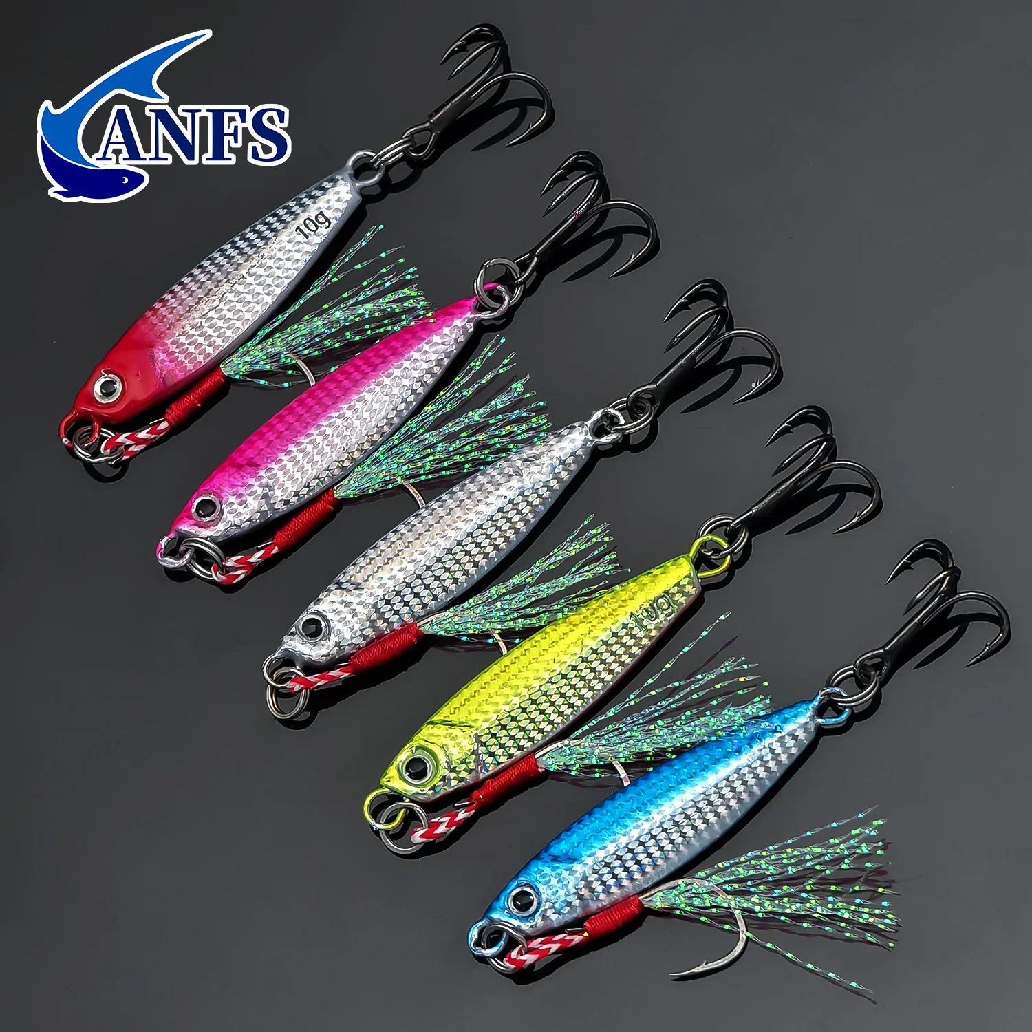 ANFS 5pcs 10gMetal Jig Fishing Lures Set - Artificial Bass Baits,Trout Jigging Lure for Freshwater Saltwater Fishing