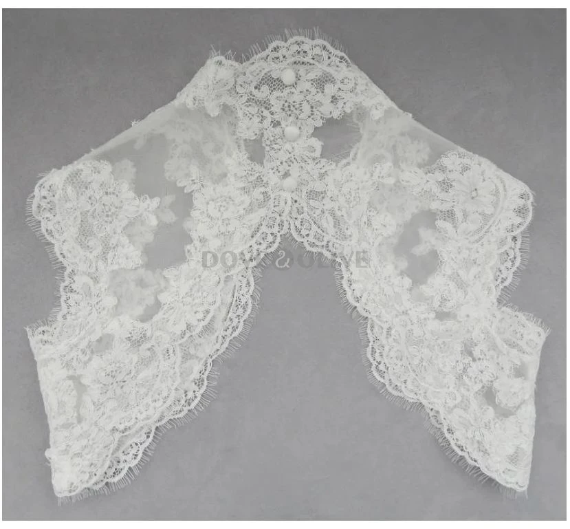 Keyhole Back Wedding Boleros Lace Appliques Bride Jackets Sleeveless Bridal Shrug Wedding Accessory Capes
