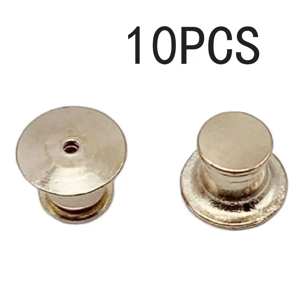 10PCS Nail Free Metal Locking Pin Keepers Surface Polished Easy To Use Badge Brooch Locking Pin DIY Golden/ Silver