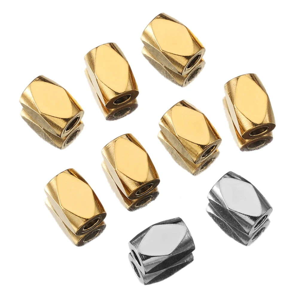 

30pcs 4x6mm Stainless Steel Spacer Beads Polyhedral Faceted Bead Charms Earring Pendant Necklace Supplies for DIY Jewelry Making