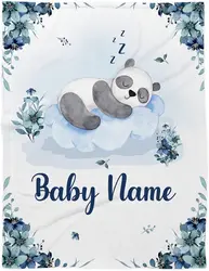 Personalized Baby Blankets for Boys, Custom Baby Blankets for Boys, Baby Boy Blankets, Panda Blanket for Baby Boy, Bets