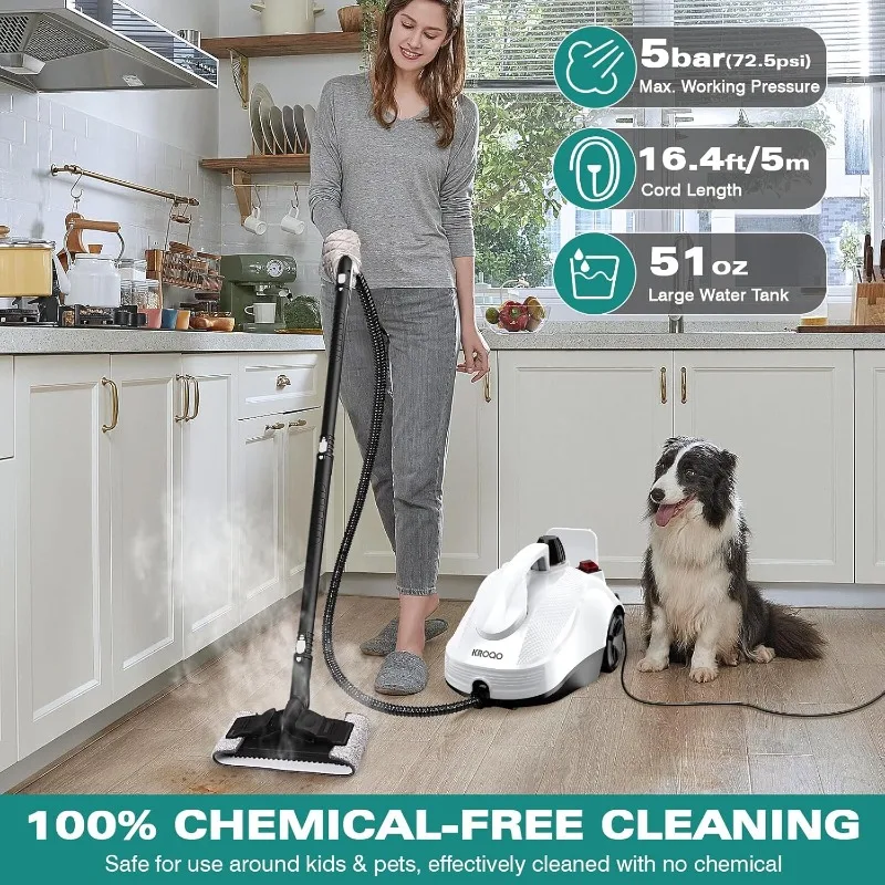 Powerful Multipurpose Portable Steamer for Cleaning to Remove Grime, Grease, for Multi-Purpose and Multi-Surface Floors