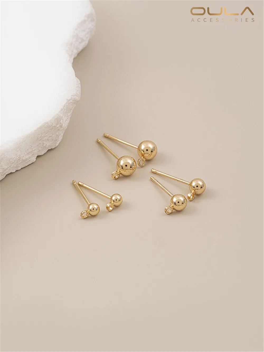 14K Gold Bag Ball Needle Beanie Earrings with Hanging Ring Bead Needle with Hanging Ring Diy Handmade Headpiece Earring Material