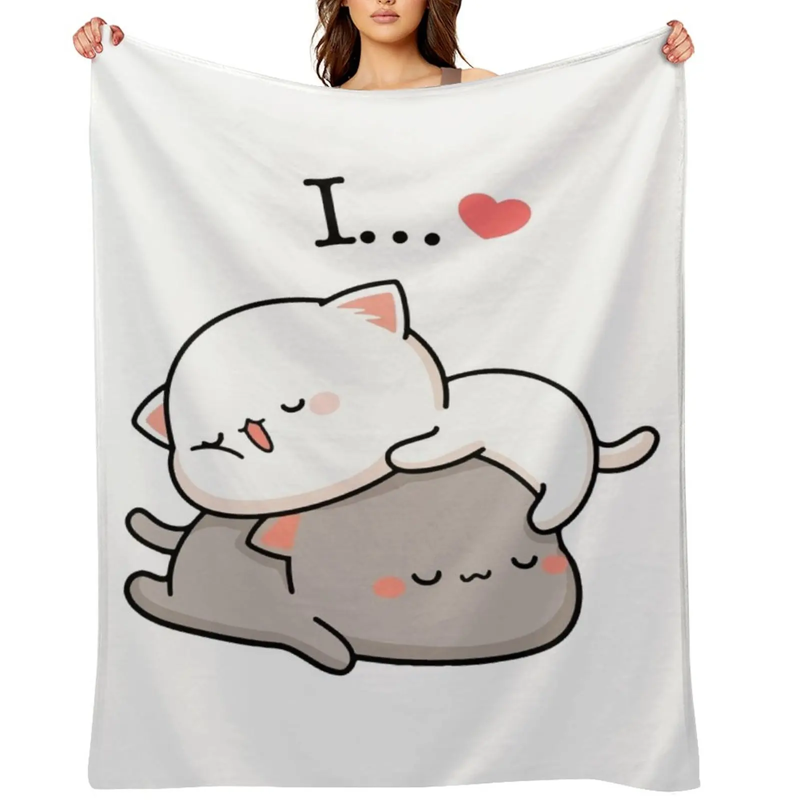 Cat peach and goma sleeping Throw Blanket Plaid on the sofa Picnic For Sofa Thin Plush Blankets