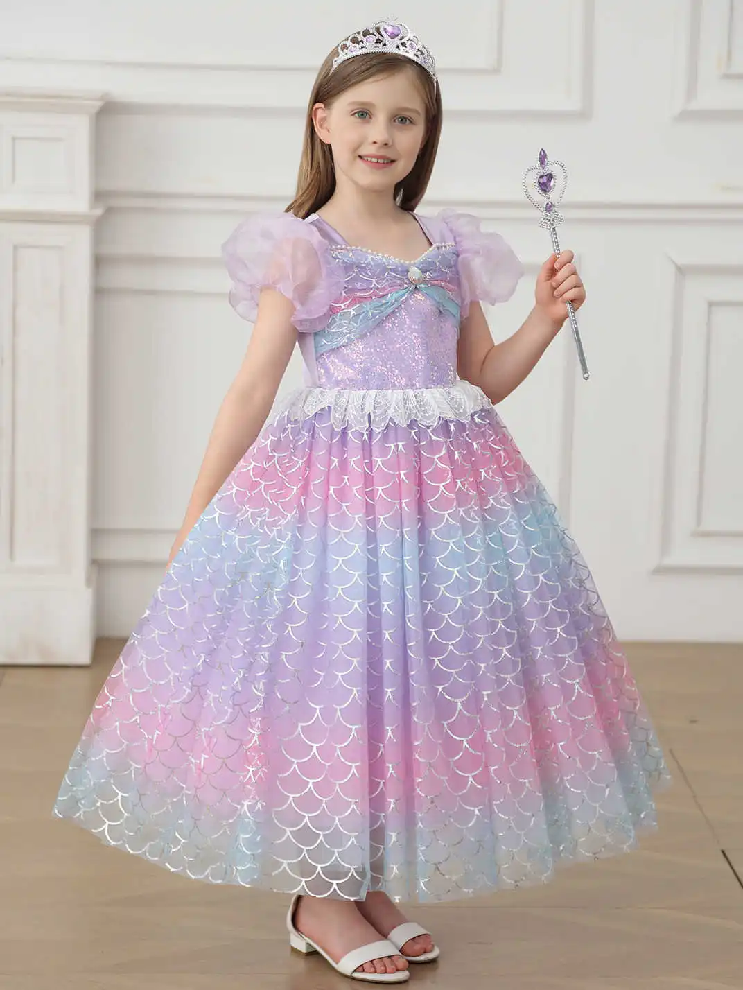 

Girls' Christmas Mermaid Dress, Elegant Dress, Performance Dress, Colorful Sequin Dress, Fashionable Dress