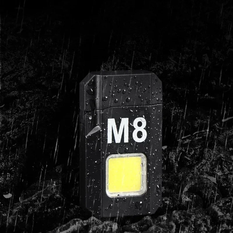 New Arc Lighter Windproof COB Lighting Light Type-c Rechargeable Outdoor Multi Functional Lighter Flashlight Mini Keychain Light