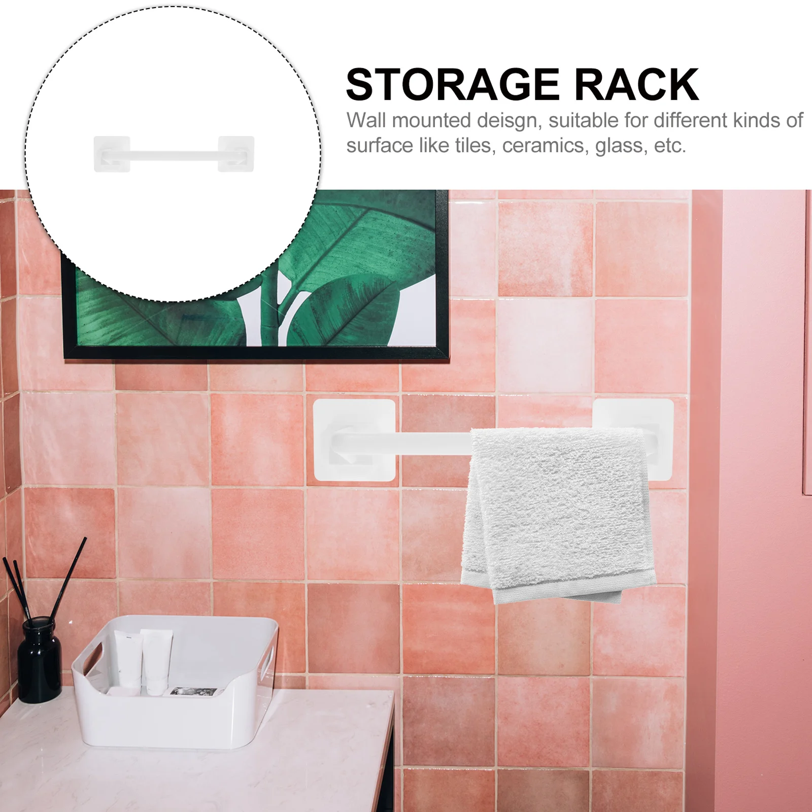 

Non-Slip Bathroom Towel Holder Rack Smooth ABS Wall Mount Tile Ceramic Compatible Storage Organizer Kitchen Dish Cloth Hanger