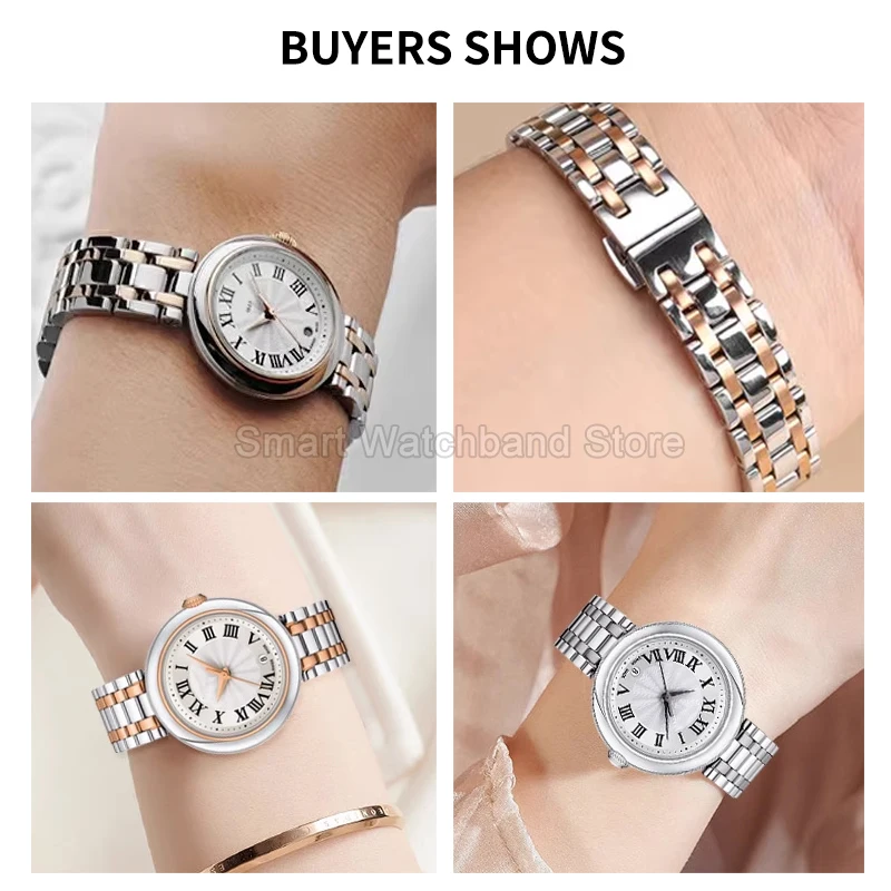 واجهة مقعرة لسوار ساعة Tissot Bellissima SmallLady من الفولاذ المقاوم للصدأ متين وسهل التنظيف وبارد ومريح على المعصم