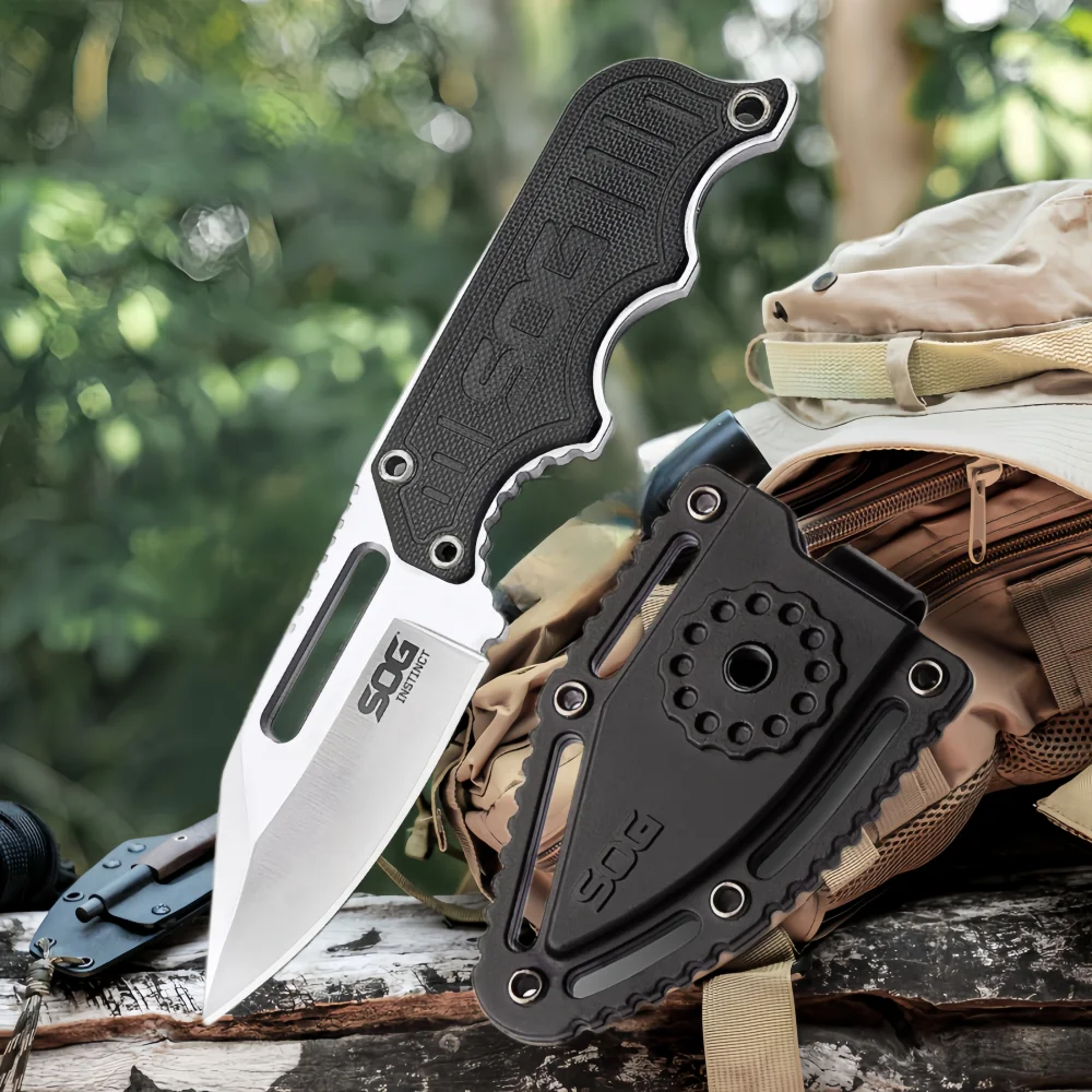 Outdoor Mini Pocket Knife EDC Small Fixed Blade Knives Instinct Mini Neck Knife 1.9 Inch Satin Plain Blade Full Tang Belt Knife