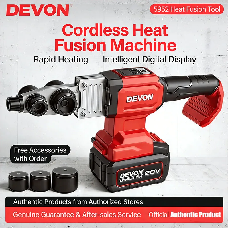 

Devon 5952 New Lithium Electric Welders Machine PPR Water Tube PE PVC Pipe Plastic Welding Rechargeable Plastic Hot Melt Machine