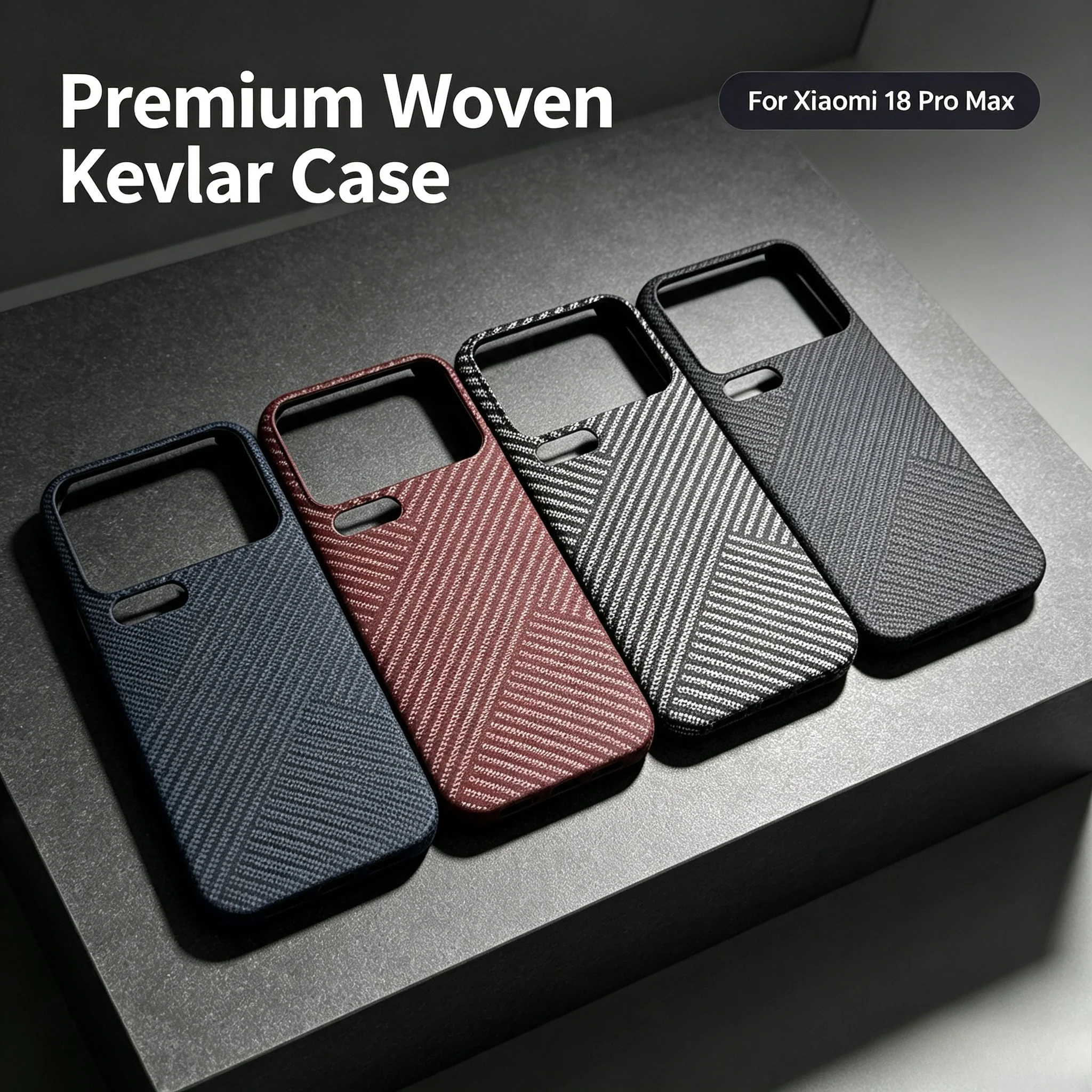 Capa de Telefone Ultra Fina com Textura de Fibra de Carbono Kevlar para Xiaomi 18 17 Pro Max 15 14 Ultra, Capa Protetora Rígida Sem Moldura com Toque de Pele
