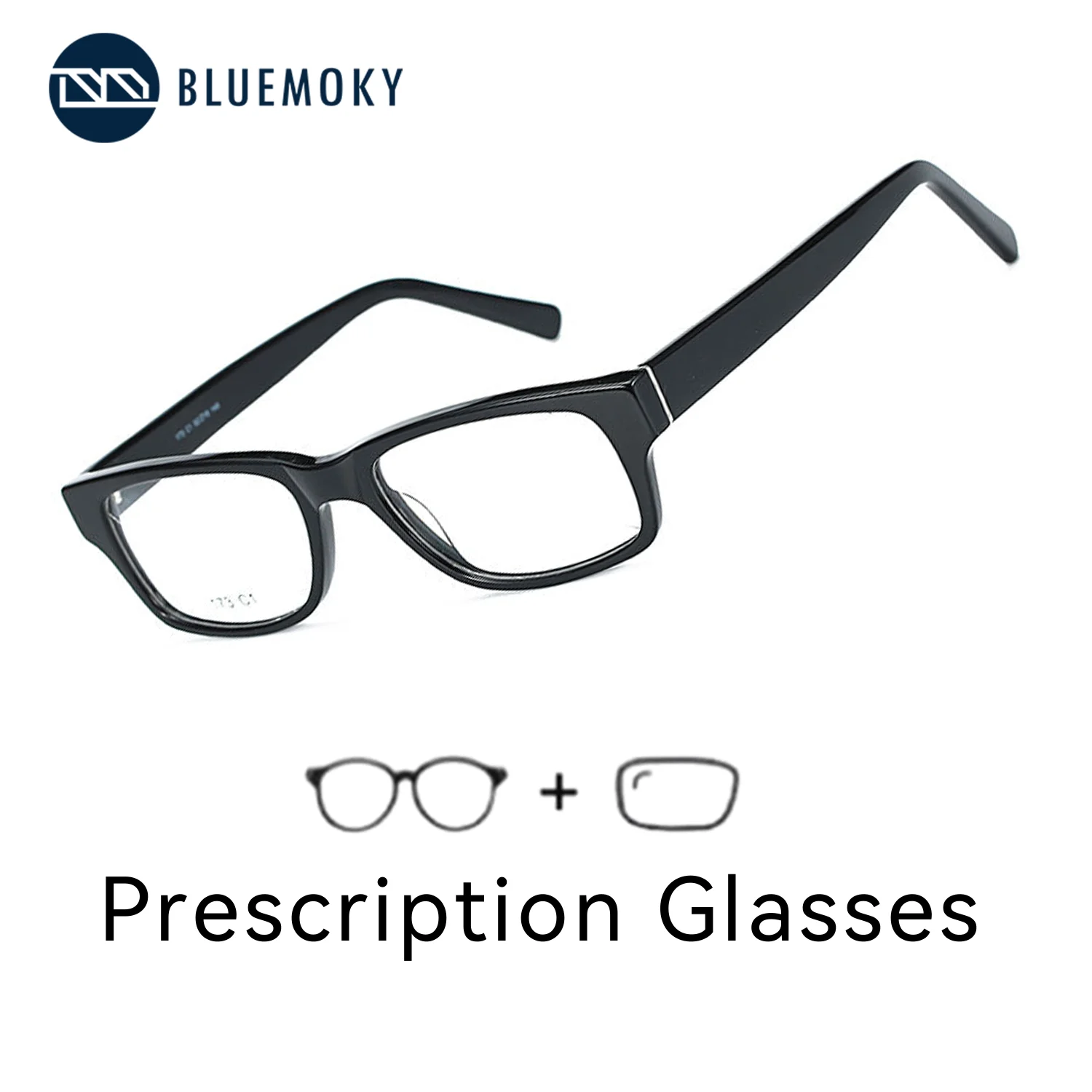 BLUEMOKY Refined Full-Frame Rectangular Prescription Glasses, Handcrafted Acetate Progressive Optical Eyewear for Men and Women