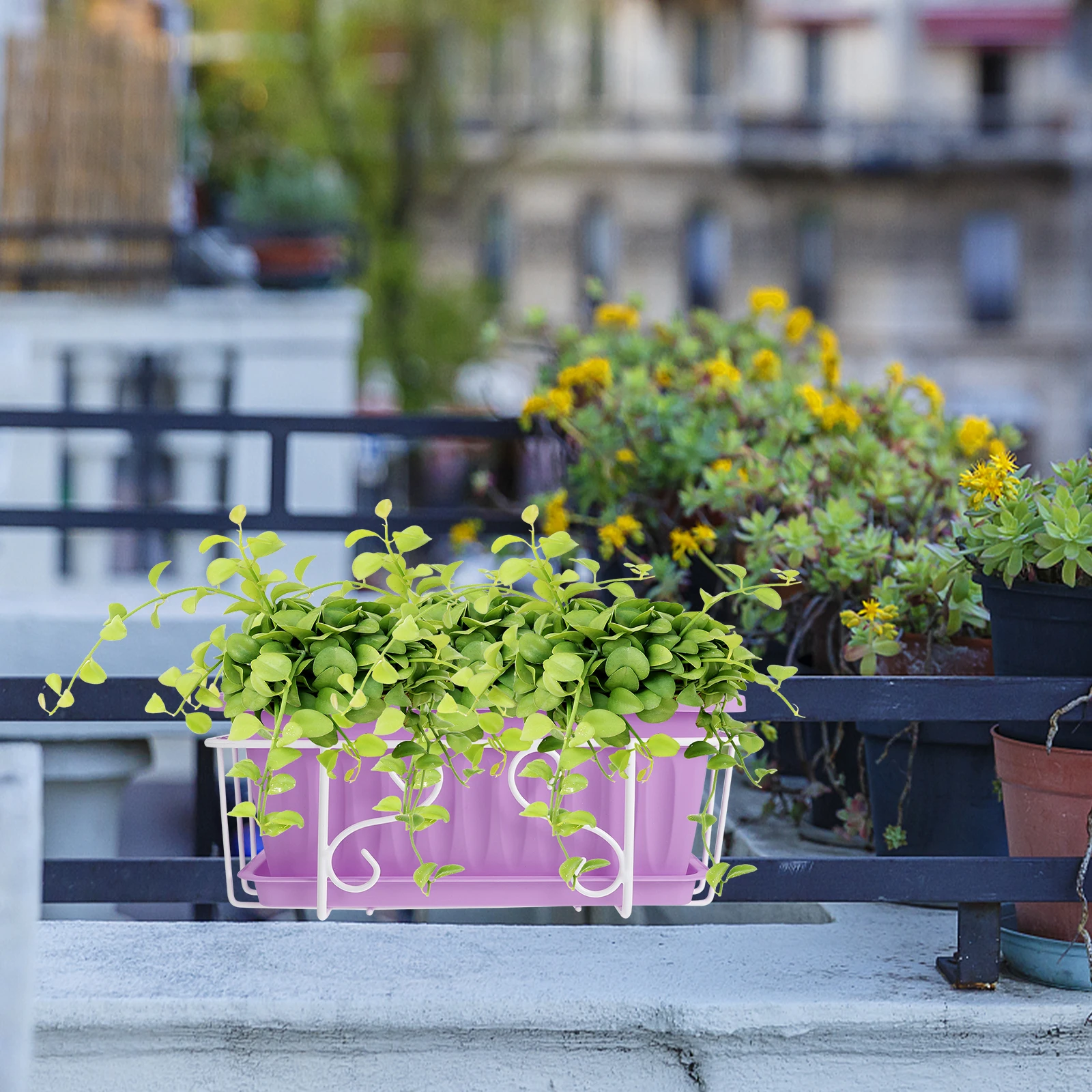 

1 set 1 Set Hanging Rectangular Flowerpot Tray Premium Flowerpot Stand For Balcony Garden Living Room Plant Pot Tray Garden