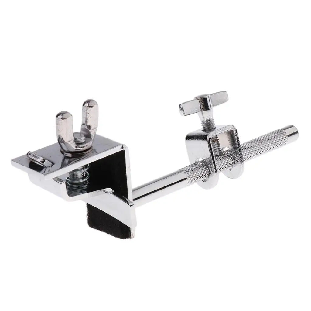 New Cowbell Mount/Holder Clamp. Fits on Bass Drum Hoops. Chrome w/ U