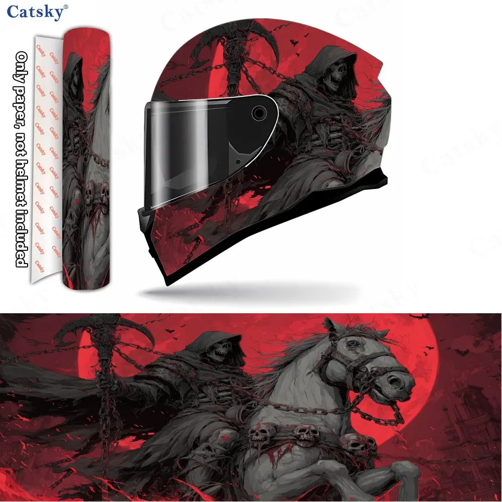 

Wasteland Horseman Grim Reaper Print Helmet stickers , PVC Material Multifunctional Helmet Stickers, Scratch-Resistant & Fade-Pr