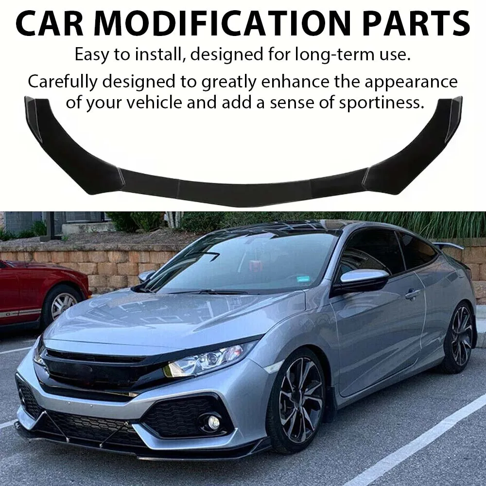 

Набор из 5 блестящих черных деталей для модификации автомобиля, новый универсальный комплект регулируемого бампера передней лопаты