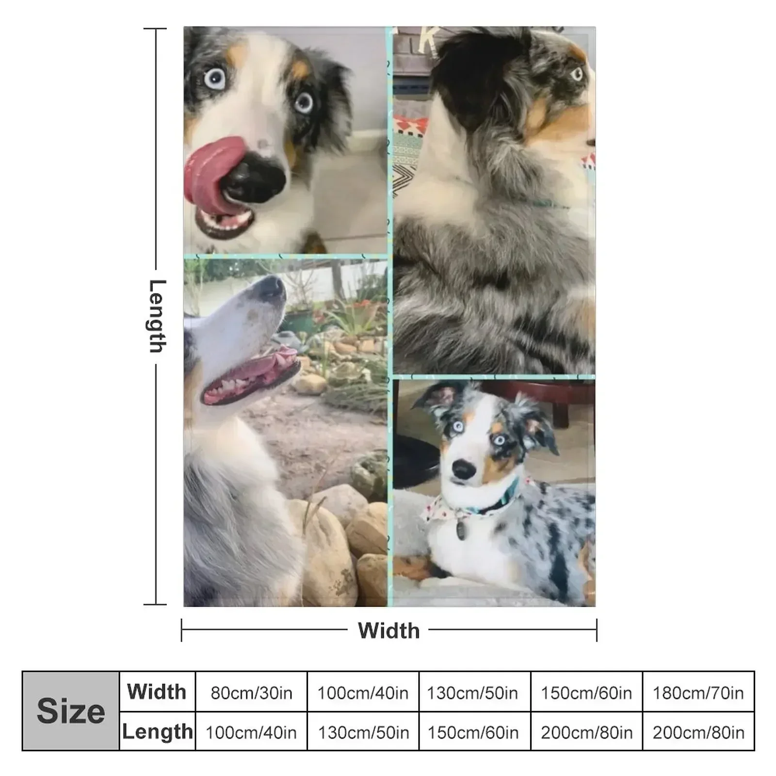 New Australian Shepard Dog Throw Blanket couch cozy soft plush fuzzy picnic outdoor blanket