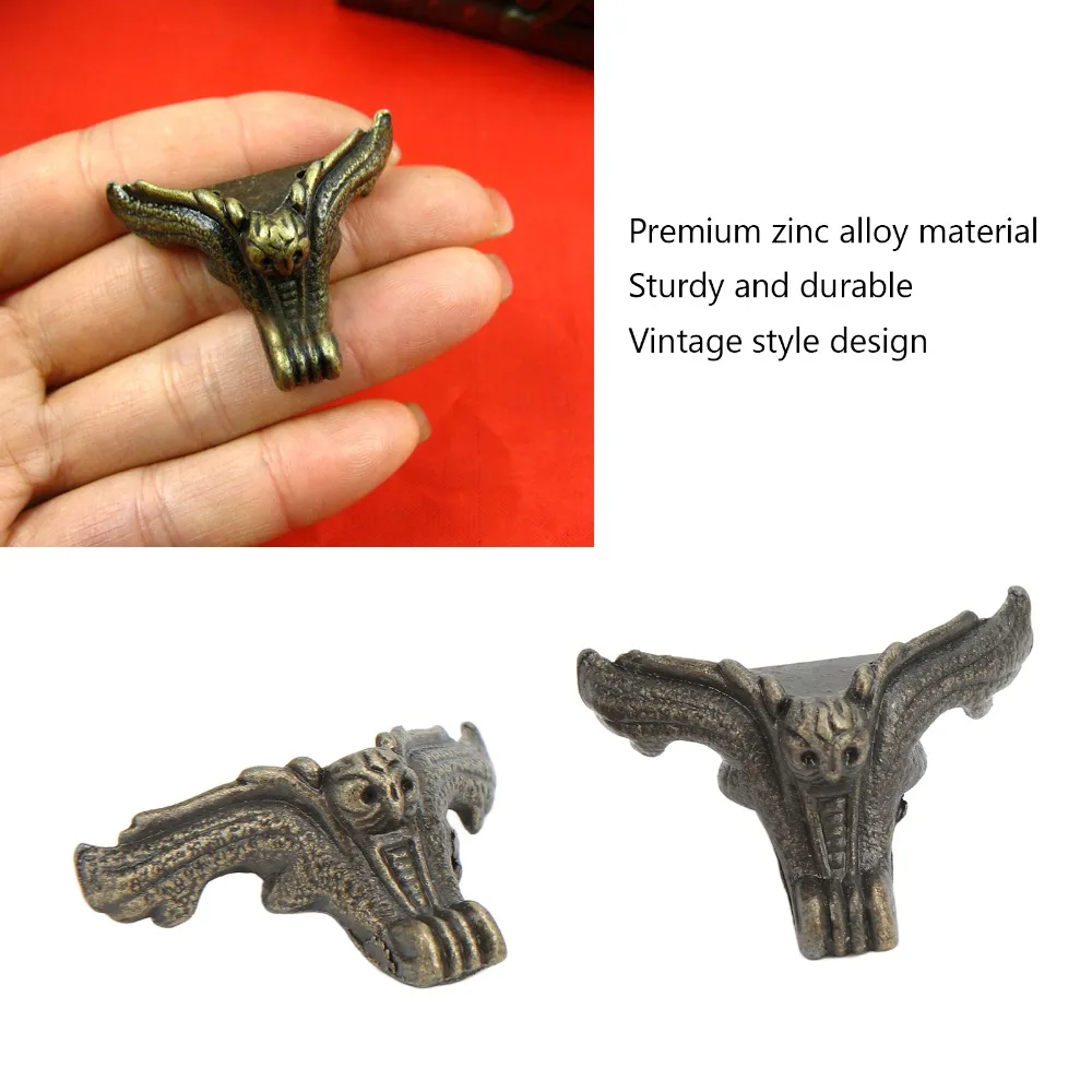 4pcs Angle code Zinc Alloy Jewelry Box Feet Vintage Animal Foot Wood Case Legs Sturdy Rustproof Jewelry Box Legs Furniture view 4