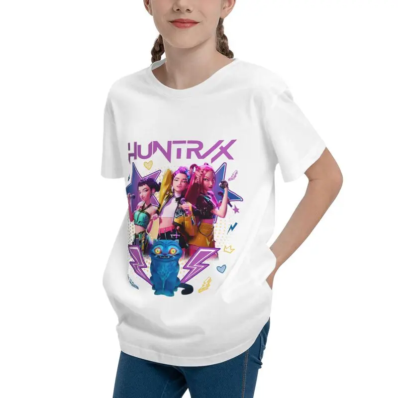 أنيمي Kpop شيطان الصيادين الكرتون القطن الأبيض تي شيرت الأطفال الطلاء تأثيري حلي العصرية طباعة قصيرة الأكمام الملابس الناعمة هدية #5