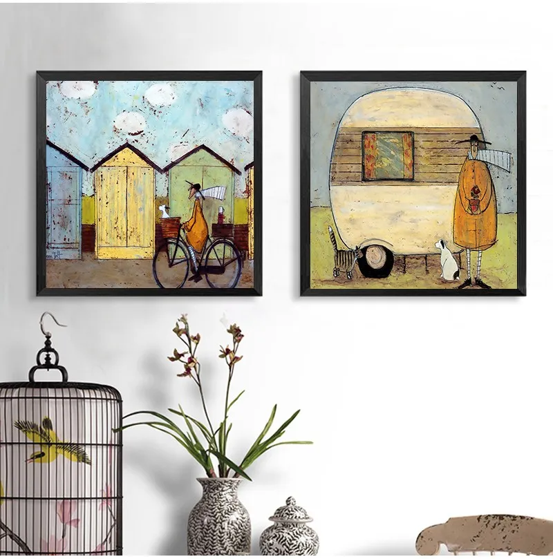 Landscape Love Dogs Pet Canvas Wall Art Paintings Posters and Prints Pictures Living Room Home Decor Vintage Nordic Abstract