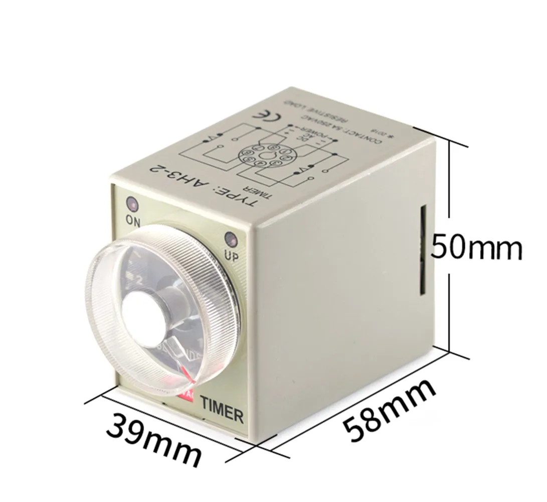 AH3-2 220V/110v/380v/36v/24v/12v 8 Pin Terminals Power On 1s 3s 10s 30s 60s 3m 30m 60m Time Delay Relay W Base