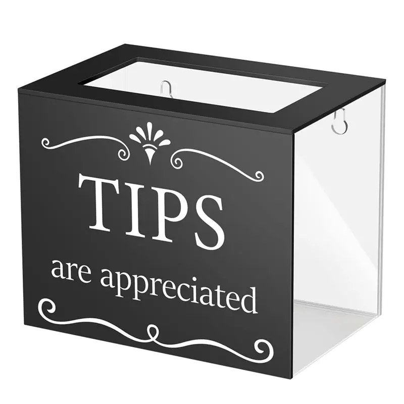 Customer Favorite Tip Jars For Money Acrylic Tip Cash Box Donation Tip Bucket 6X4x5 Inch Storage Container Suggestion Box Raffle