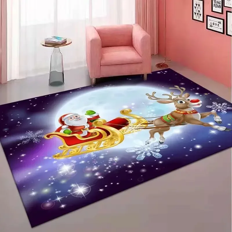 Christmas Carpet for Living Room Home Decoration Large Rugs Santa Claus Kids Room Children Bedroom Bedside Mats New Year Gifts