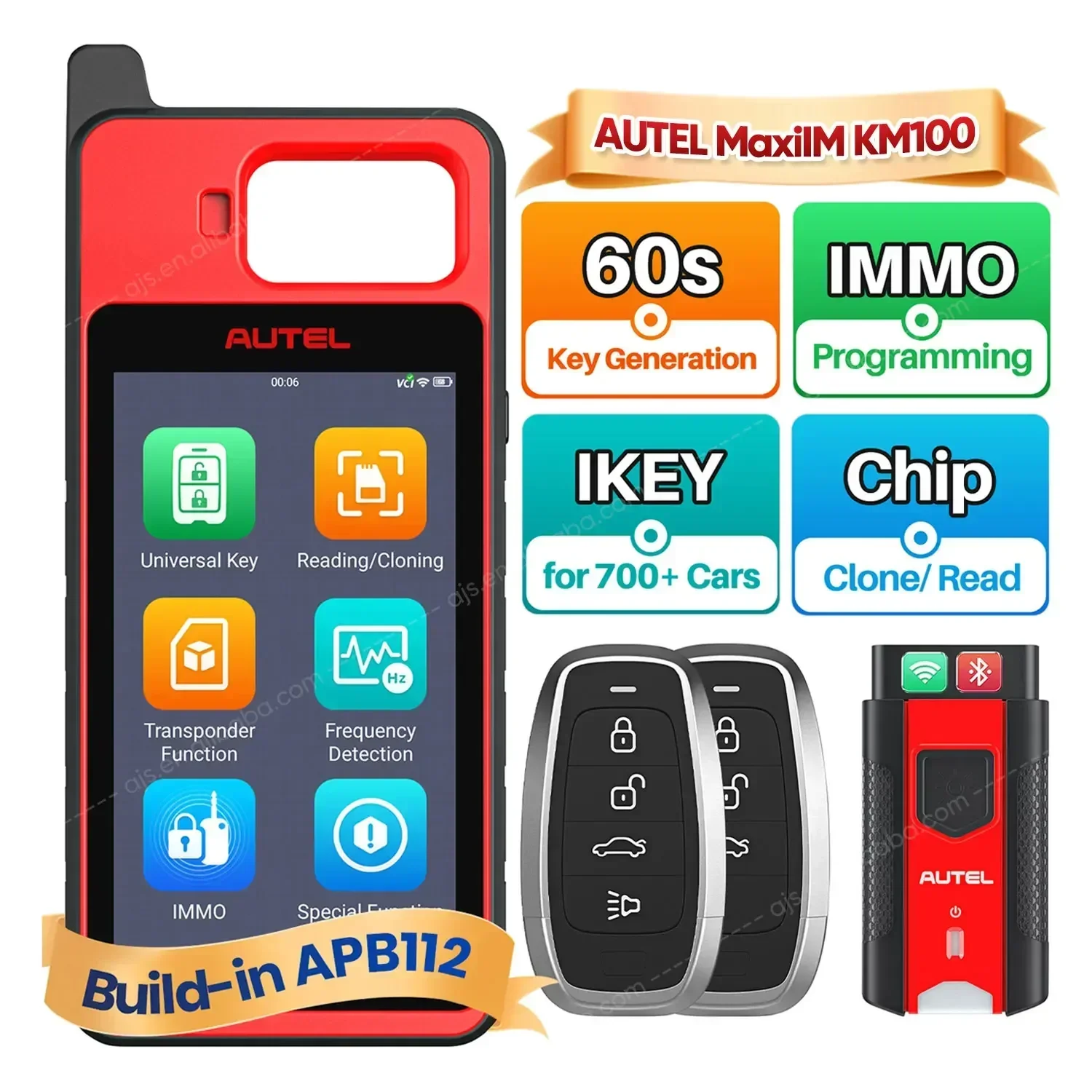 Autel MaxiIM KM100E KM100 Universal Smart Key Generator Remote Key Immobilizer Programming Tool PK IM508 IM608 IMMO Function