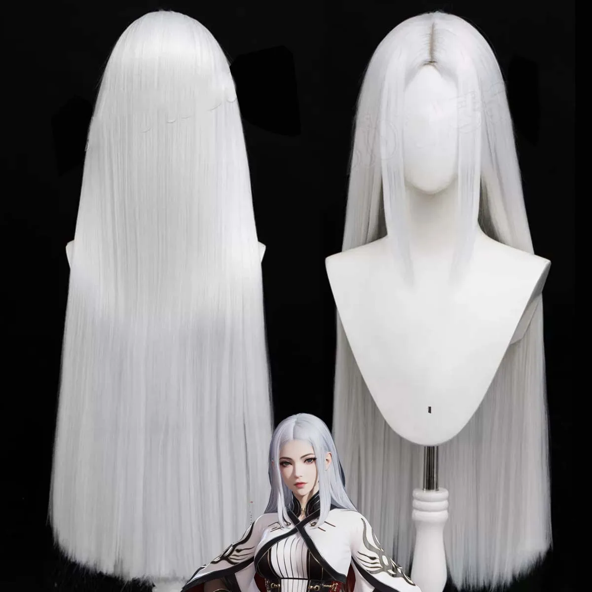 Women Game Naraka: Bladepoint Ji Yingying gu qinghan Yulung Cosplay Long Silver Black Blonde Wig