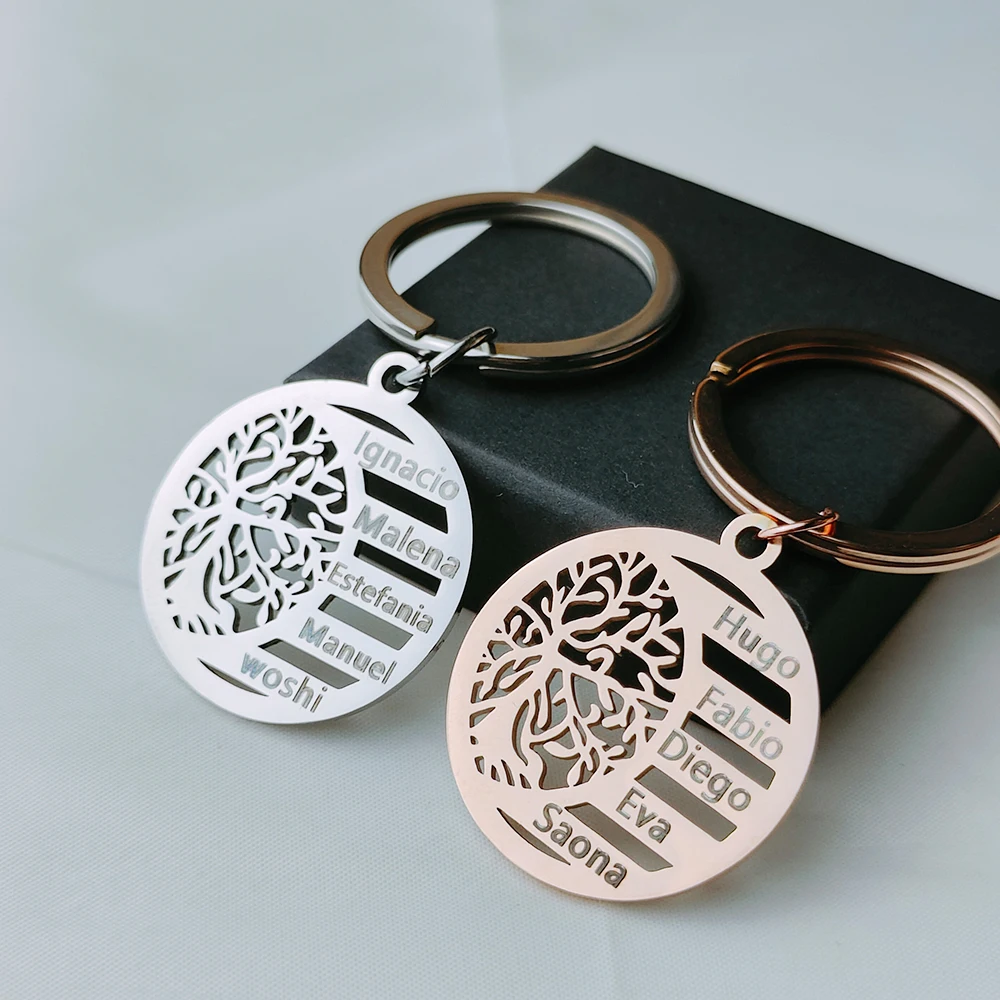 Personalized Tree Of Life Keychain Custom Name Keyring Llavero Arbol De La Vida Mothers Day Gift Llaveros Para Mujer Family