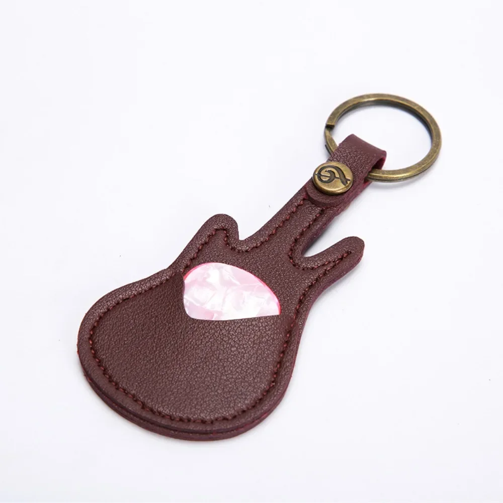 Guitar Picks PU Leather Guitar Picks Storage Bags Organizer Portable Multifunctional Key Chain Holder for Guitar Accessories 1pc