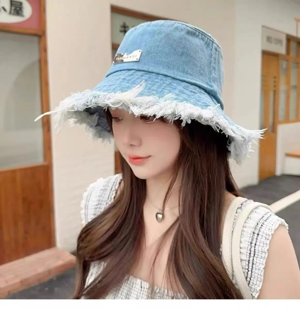 Cowboy Fisherman Hat Women Spring and Summer Wash to Do Old Raw Edge Trend Sun Protection Hat