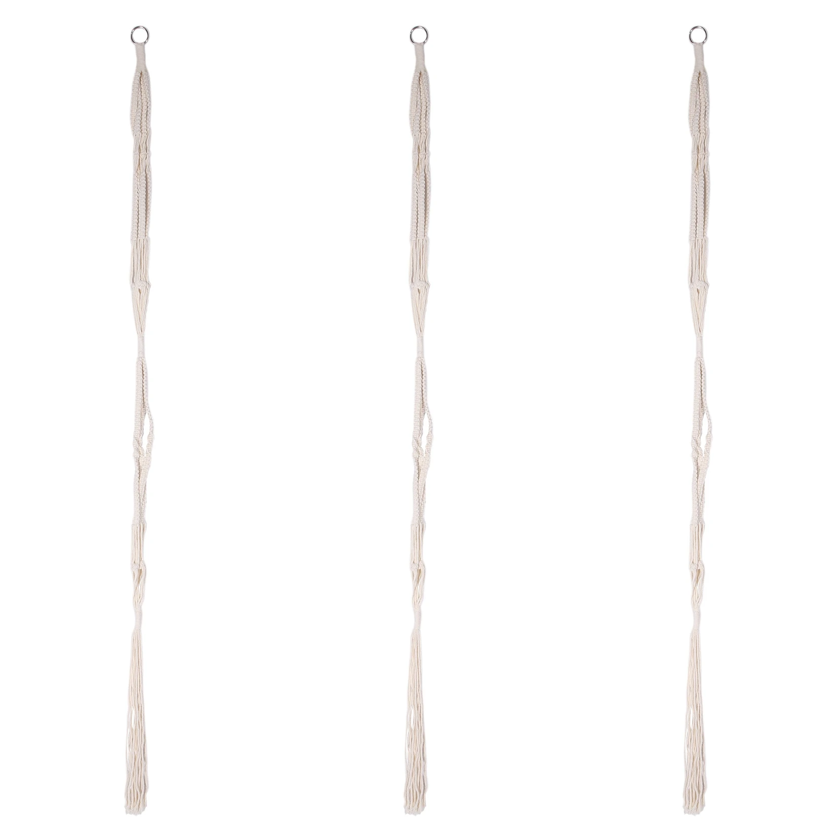 AT19-3X Macrame Double Plant Hanger Indoor Outdoor 2 Tier Hanging Planter Cotton Rope 4 Legs 67 Inch