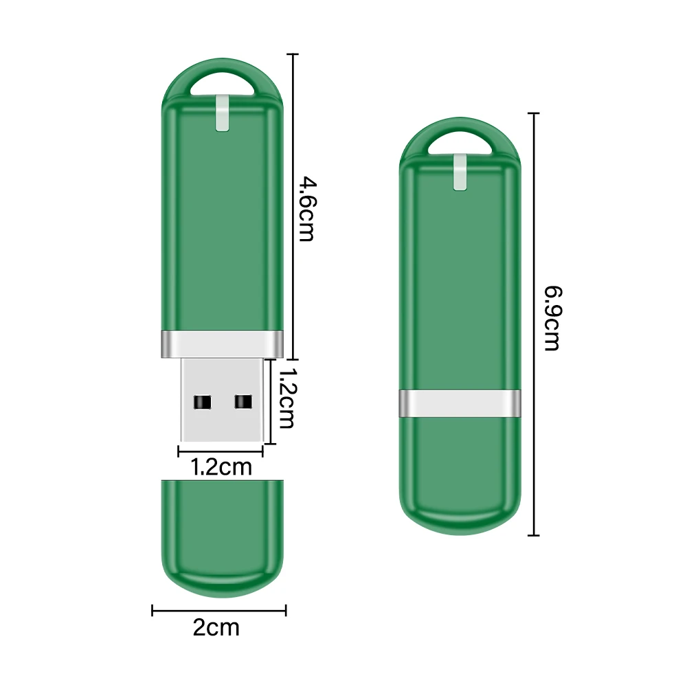 JASTER USB Flash Drives 128GB Green Plastic Pen Drive with Box 64GB Memory Stick 32GB Fashion U Disk 16GB Free Key Chain Gift