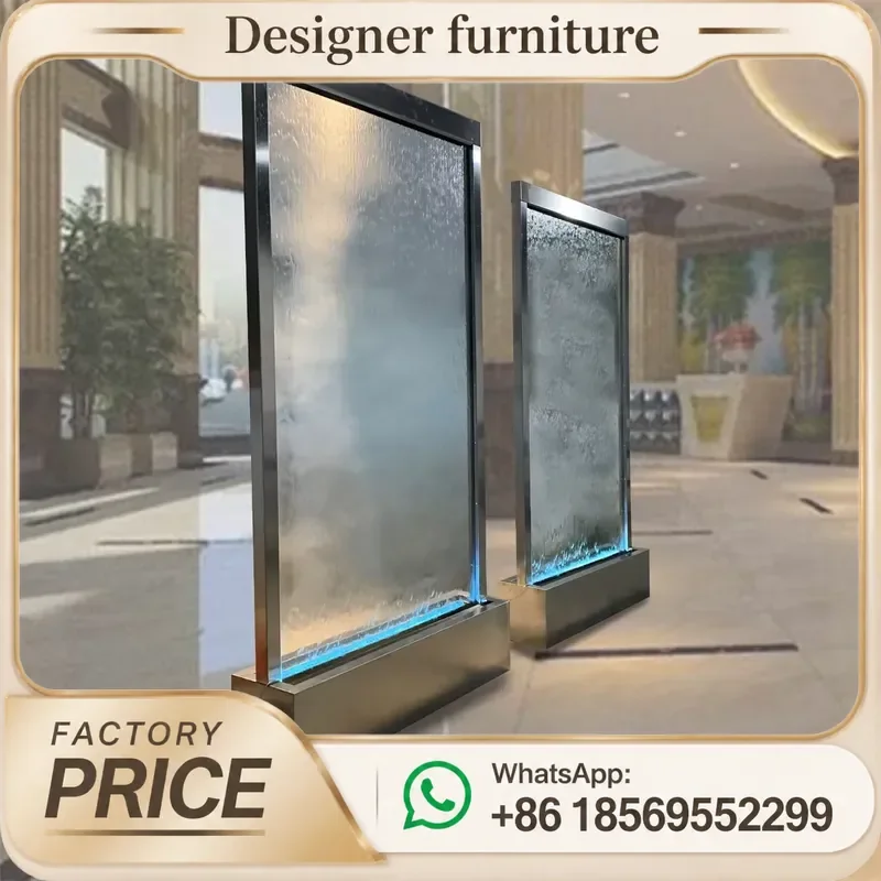 Indoor Floor Standing LED Water Fountain LED Waterfall Screen & Room Dividers for Home Decor