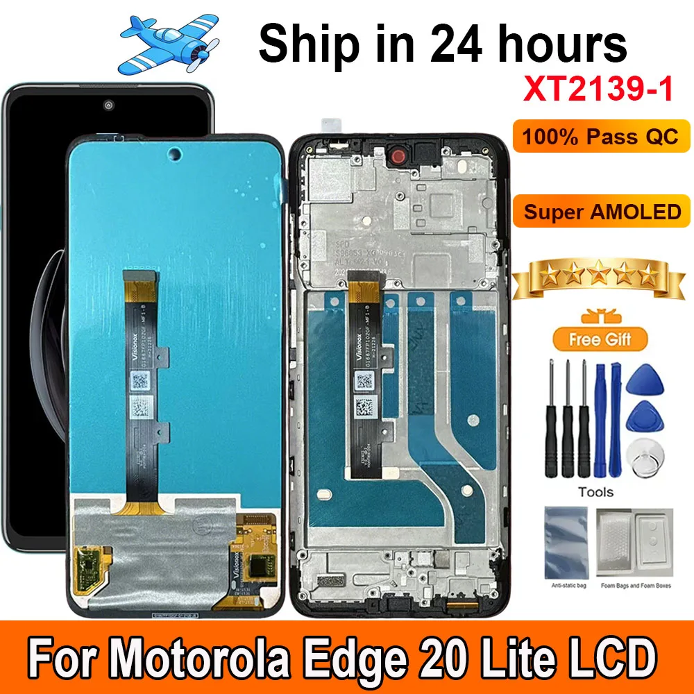 

6.7"90Hz For Motorola Edge 20 Lite LCD Display Screen Touch Panel Digitizer Replacement Parts Screen With Frame XT2139-1