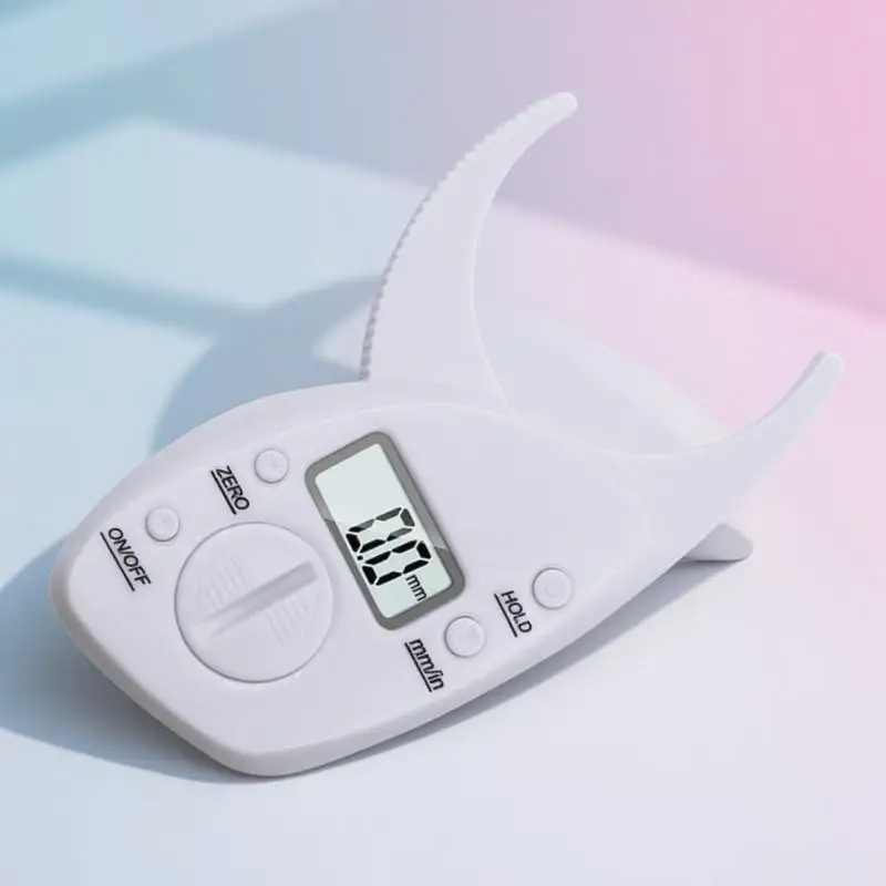 Body Fat Caliper Clip LCD Display Teller Accurate Reliable Easy Use Portable Practical White Fat Caliper Clip LCD Display Teller