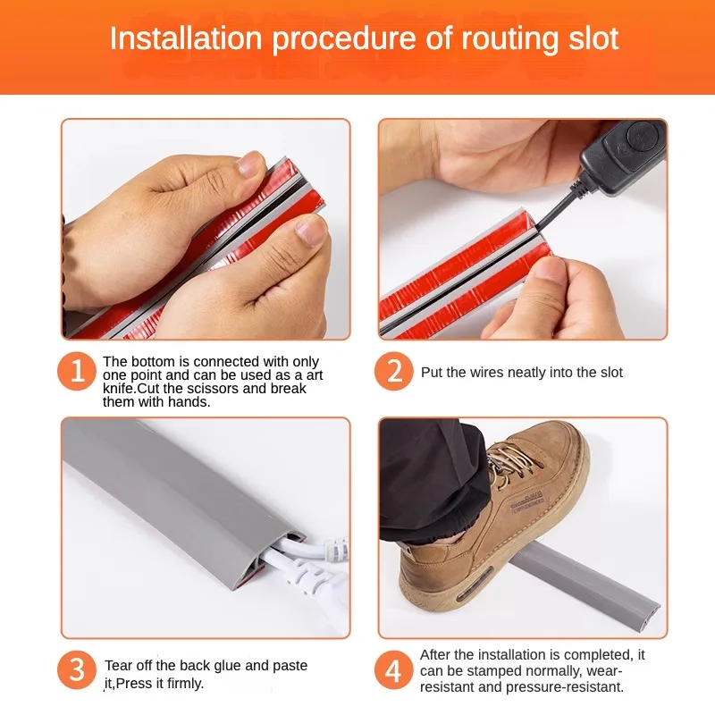 Cord Management Cable Raceway Wire Channel Desk Cable Organizer Background Cord Cover Raceway Kit Accessories for Home Offices