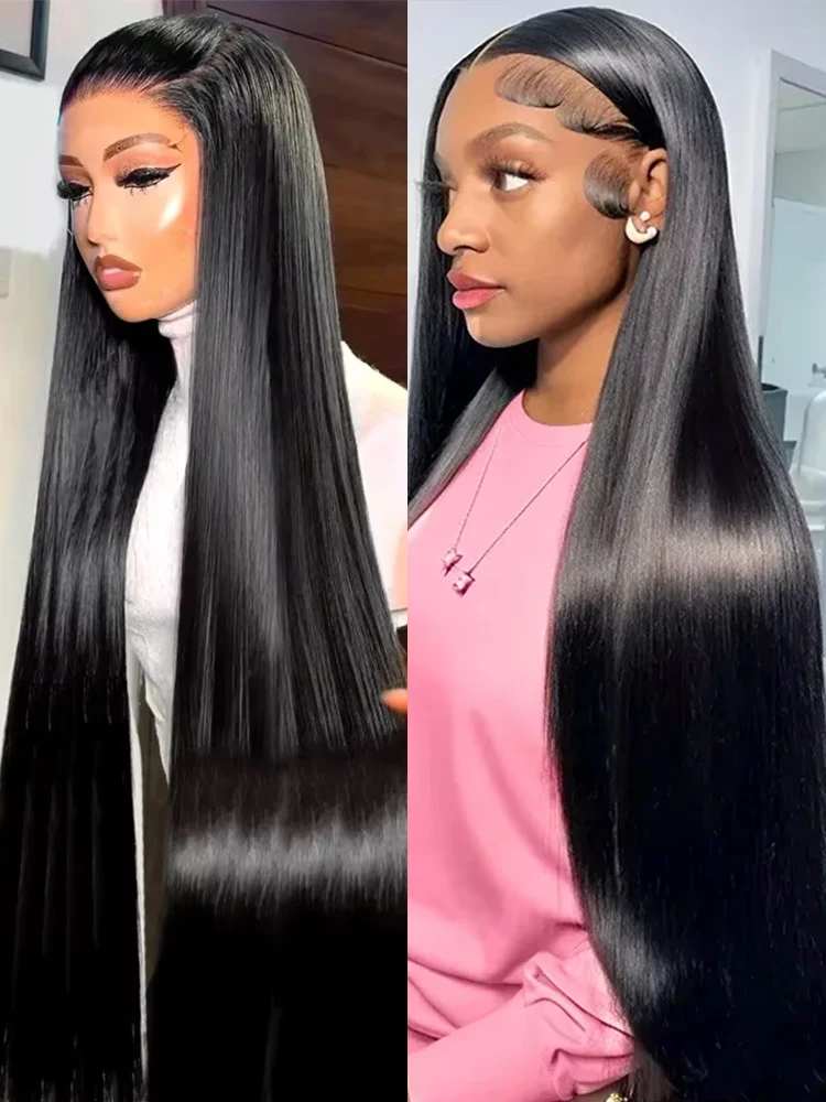 

40 Inch Frontal Wig For Black Women Brazilian Wigs Human Hair Wigs 200% 5x5 Bone Straight HD Transparent Lace Front Wigs