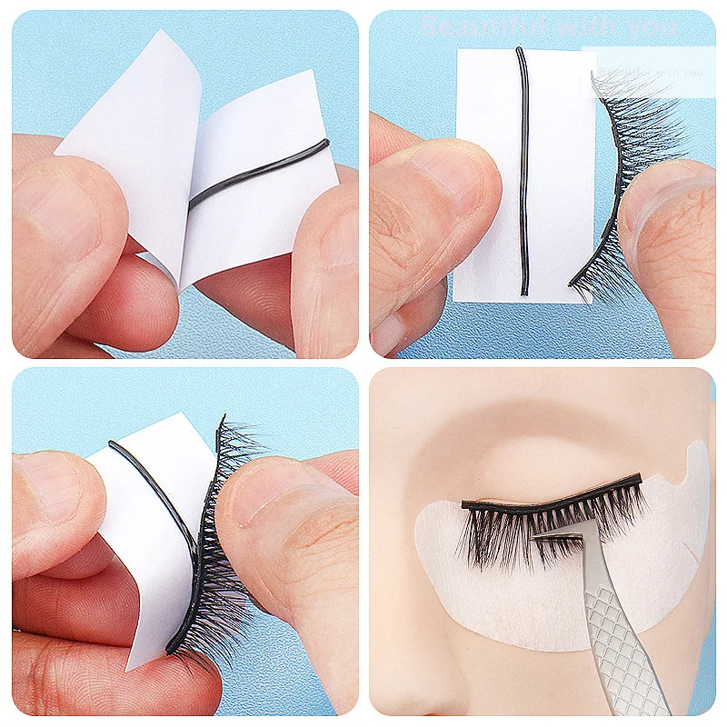 NewSelf-tira de pegamento para pestañas autoadhesiva, cinta impermeable para grupos de pestañas, reemplazo de almohadilla de pestañas autoadhesiva