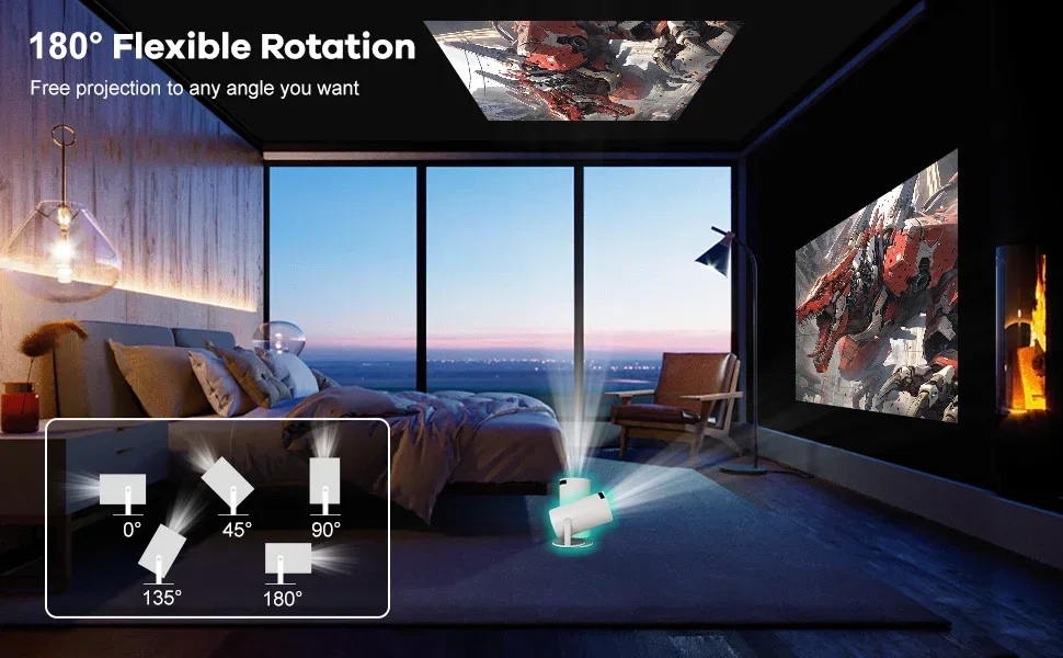 Home theater Mini 4k android terbaru Full HD, proyektor cerdas HD 720p Kemah, layar mini bioskop luar ruangan